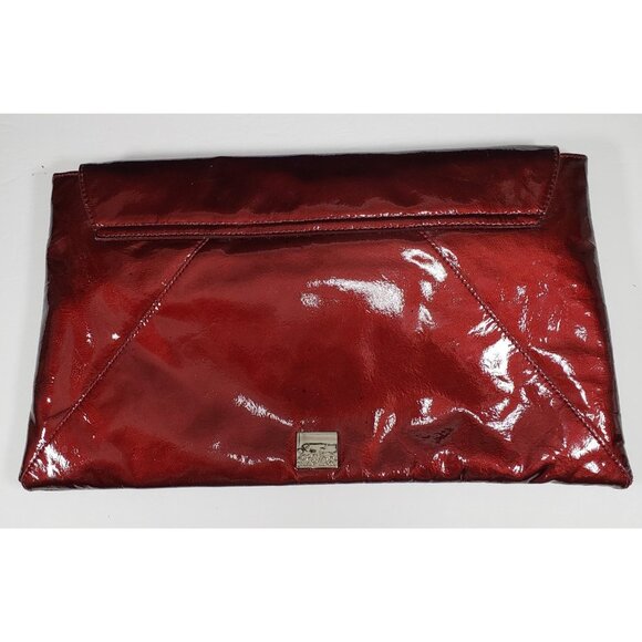Kooba Burgundy Large Shoulder Bag Patent Leather Envelope Y2K - Picture 3 of 10